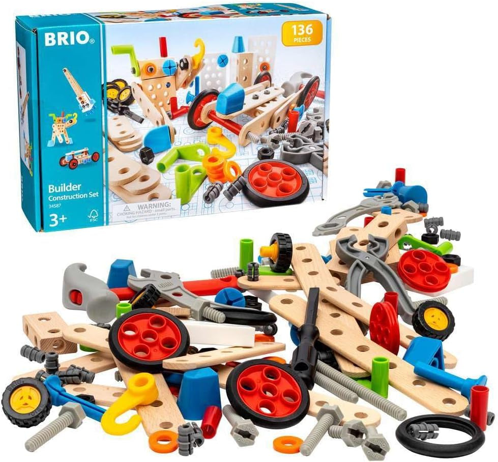 BRIO Builder 34587 Box 136 TLG. - Das kreative Konstruktionsspielzeug aus Schweden - Der ideale Einstieg in die Welt des Bauens und Bastelns - Für Kinder ab 3 Jahren