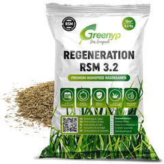 Greenyp Turbo Nachsaat RSM 3.2 I Rasensamen Schnellkeimend Frühjahr I 0,2Kg Für 10M² I Ideal Gegen Lücken Als Neu- & Nachsaat I 100% RSM Rasensamen I Grassamen Rasensaat Gras Reparaturrasen