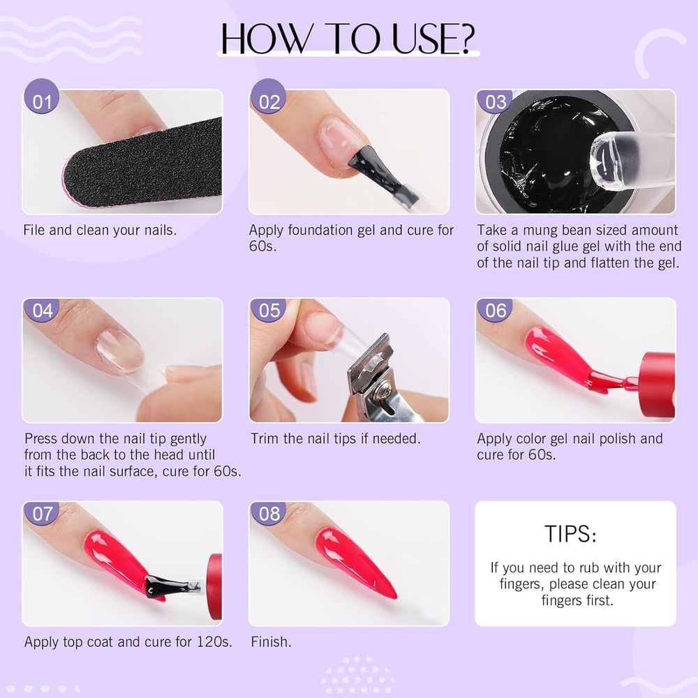 SAVILAND Fester Nagelkleber Gel: 30-Tage Lang Anhaltender Stronger Nagelkleber Für Press on Nails Falsche Nagelspitzen 15Ml U V Nagelkleber 3D Gel-Nagelkunst-Kleber for Verwendung Im Salon Zu Hause