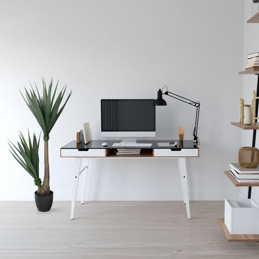 Hjh OFFICE Kunstpflanze Yucca Palme Höhe 135 Cm Grün Palmlilie Kunstbaum Groß Zimmerpflanze Künstlich, 871007