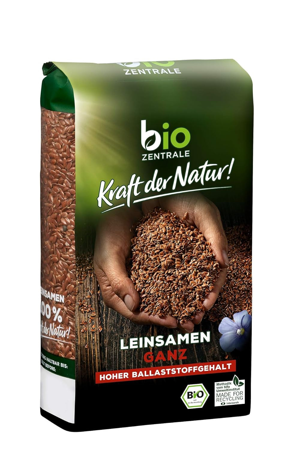 Graines de lin entières biocentrales | 7 x 400g de graines de lin bio | Idéal pour le yaourt, le muesli et le pain | Alternative au psyllium, aux graines de chanvre et aux graines de chia