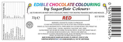 Colorant alimentaire Sugarflair Chocolate Colorant alimentaire pour chocolat rouge - Beurre de cacao bio coloré, colorant chocolat pour colorer chocolat, pralines - 35g