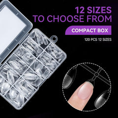 Gelike Ec Ongles courts en amande – Ongles souples à couverture complète, ongles artificiels pré-polis pour extensions d'ongles, studio de manucure à domicile, salon de bricolage, 120 pièces, 12 tailles