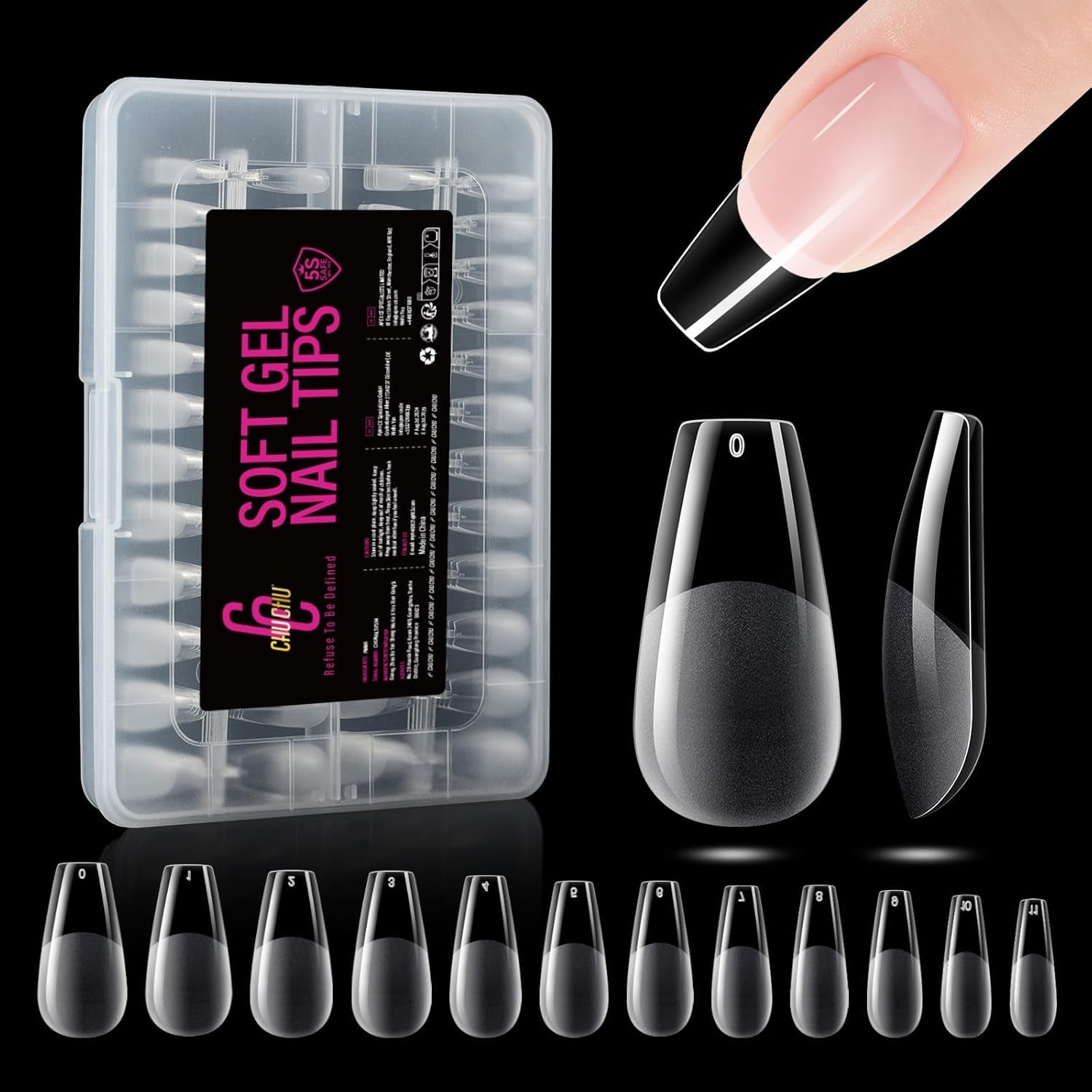 Types d'ongles en Gel moyen Ballerine, 504 pièces: pointes d'ongles en Gel PMMA, Extensions d'ongles, ongles artificiels, 12 tailles