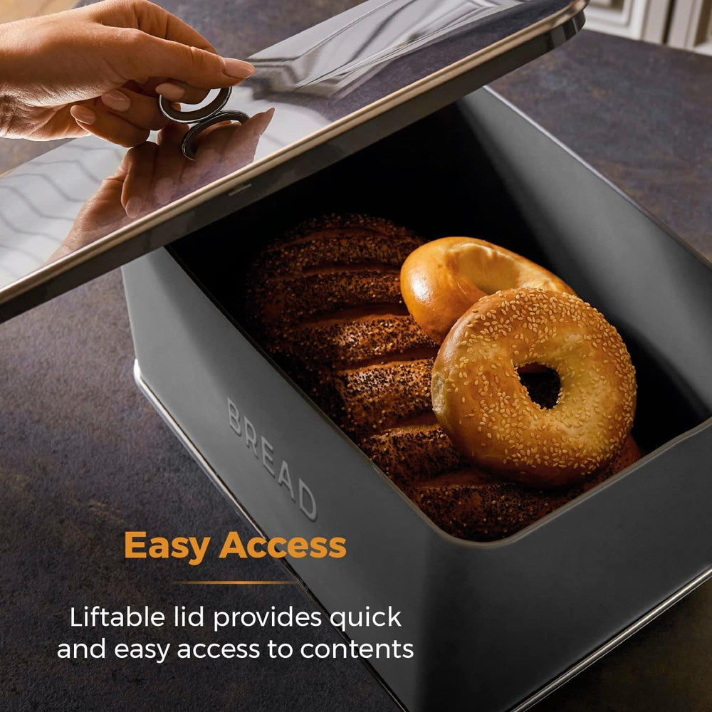 Corbeille à pain Tower T826175GRY Renaissance, capacité 16 l, couvercle simple, gris Boîtes de conservation Naty Shop