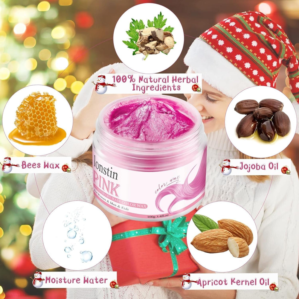 Teinture capillaire temporaire rose lavable Couleur de cire temporaire pour cheveux Coiffure naturelle Pommade Teinture capillaire lavable pour hommes femmes Fête Cosplay Halloween Noël Coloration capillaire Naty Shop