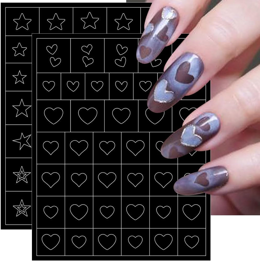 6 feuilles d'autocollants pour ongles de modèle d'aérographe, autocollants d'ongles d'étoiles de flamme de papillon, d'autocollants d'impression d'outil de pochoir d'art d'ongle autocollants auto-adhésifs pour les femmes autocollants de conception d'art d'ongle