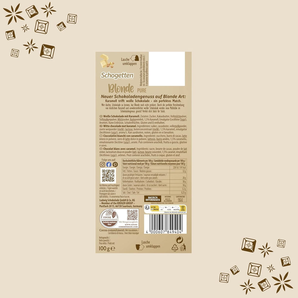 Schogetten Blonde Pure I ciocolată albă cu caramel I 100 g I porționat individual (pachet de 2)