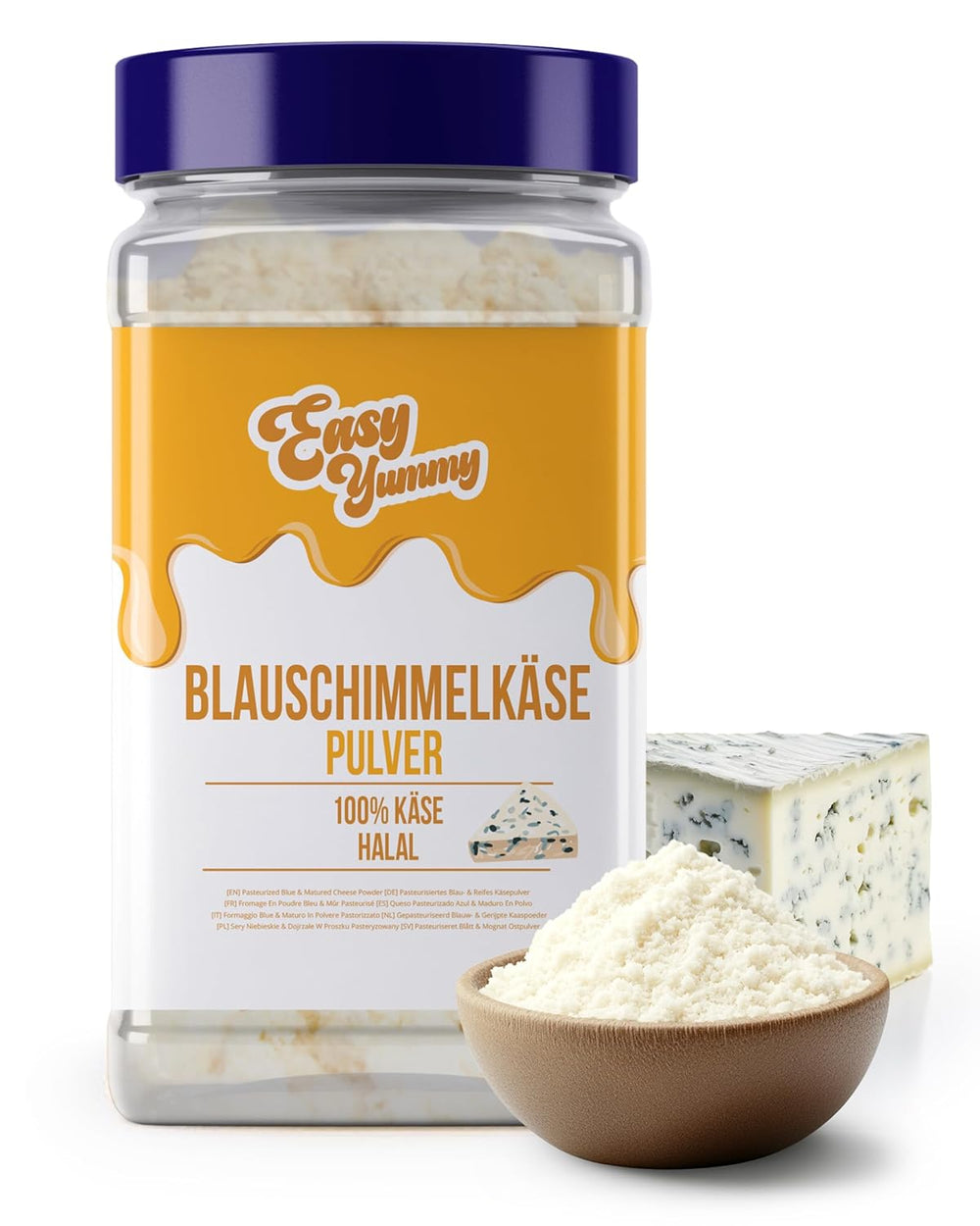 EASY YUMMY - Poudre de Käsepulver 300g | Gâteaux instantanés pour plats à emporter et snacks | Immer Bereit, Keine Kühlung Nötig | Aus 100% vrai fromage | Idéal comme garniture de pop-corn