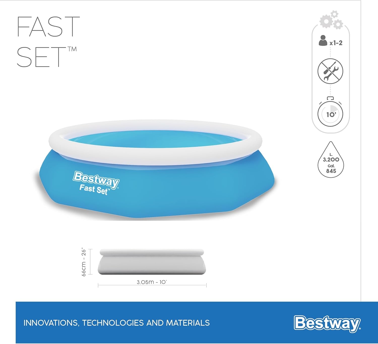 Piscină gonflabilă Bestway 305 x 66 cm albastră 3200 L