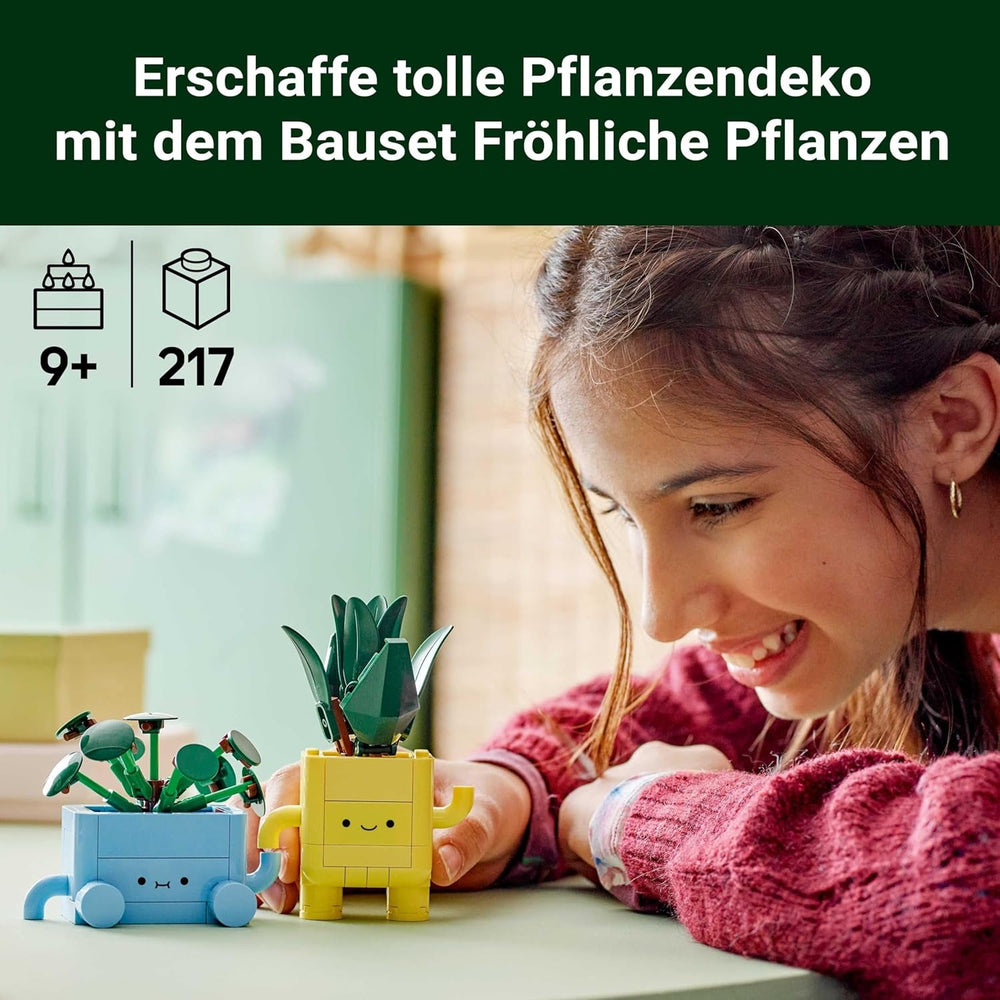 LEGO Botanicals Fröhliche Pflanzen - Spielzeug für Kinder mit 2 Kunstpflanzen, 2 bunten Blumentöpfen & austauschbaren Cartoon-Gesichtern - Geschenkidee für Mädchen ab 9 Jahren - 10349