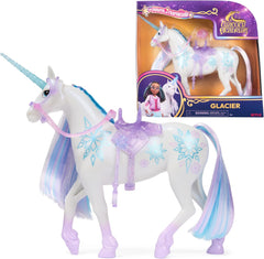 Unicorn Academy Unicorn Glacier - 28 cm de haut, la licorne Netflix originale de Layla avec une vraie crinière et une vraie queue, une bride, une selle et une brosse amovibles, à partir de 4 ans