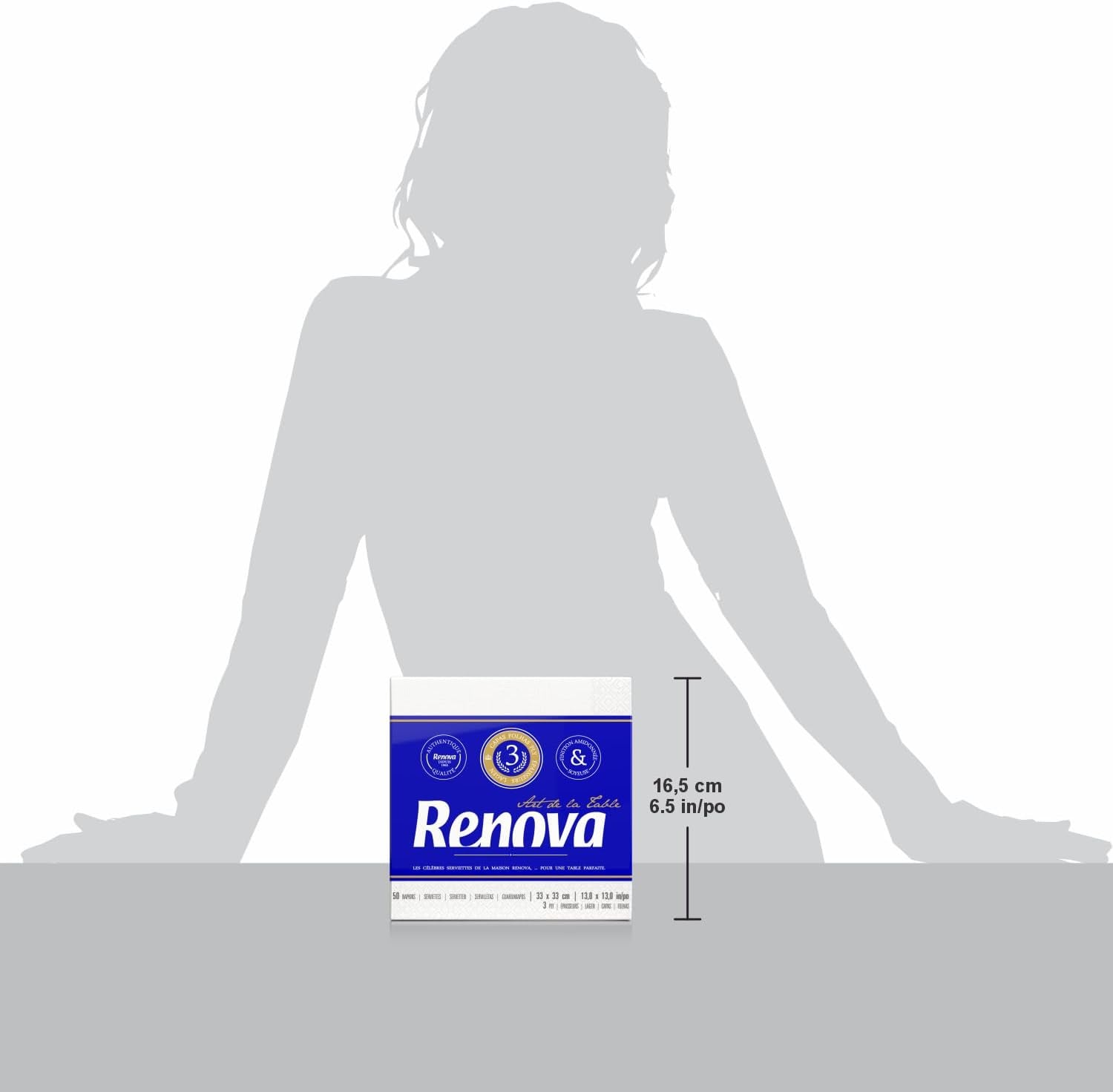 Serviettes en papier Renova, Art de la table, 50 serviettes de qualité supérieure, 3 épaisseurs
