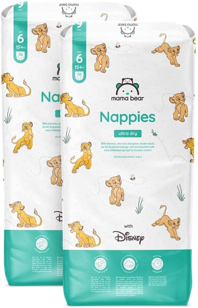 Marque Amazon : Mama Bear Disney Couches Ultra Dry, taille 3 (4-9 kg) – Boîte mensuelle, blanche, 172 unités (2 paquets de 86)