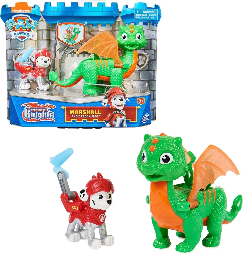 Paw Patrol Rescue Knights Rubble et Dragon Blizzie Ensemble de figurines d'action Jouet adapté aux figurines d'action de 3 ans et plus Naty Shop Single Marshall