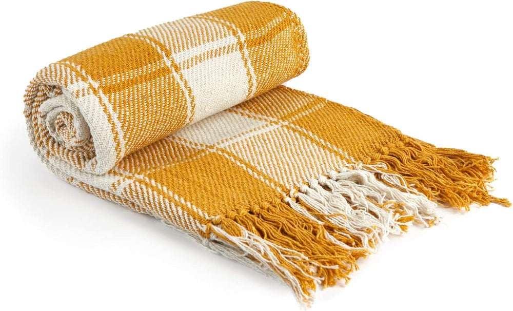 Jeté Frisco, Coton recyclé, Traditionnel, Plaid, Pour chaise, canapé, canapé, jeté, couverture, Anthracite, 127 X 152 cm Emma Barclay Lits et couvertures Ocre 70X100" (178X254Cm)