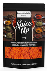 Colorant alimentaire orange Spice up 50G - Colorant alimentaire orange 50G - Poudre de couleur vive pour idées de cuisine et de pâtisserie - Pour desserts, boissons, currys et décorations créatives - Végétalien et sans additifs artificiels
