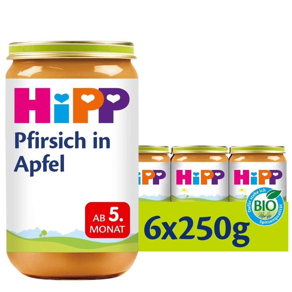 Hipp Pour les Petits Gourmets, Nectarines aux pommes et mangues, sans sucre ajouté, 6 X 190 grammes Mère et Enfant Naty Shop 6 x 250 grammes Mélange de fruits