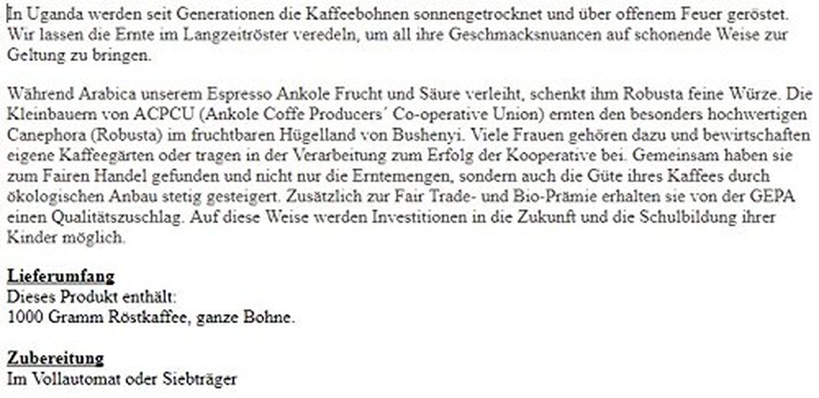 Ankole Espresso en grains entiers biologique 1000 g paquet de 4