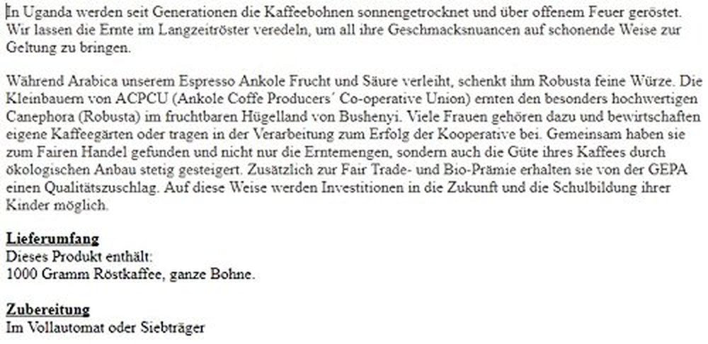 Ankole Espresso en grains entiers biologique 1000 g paquet de 4