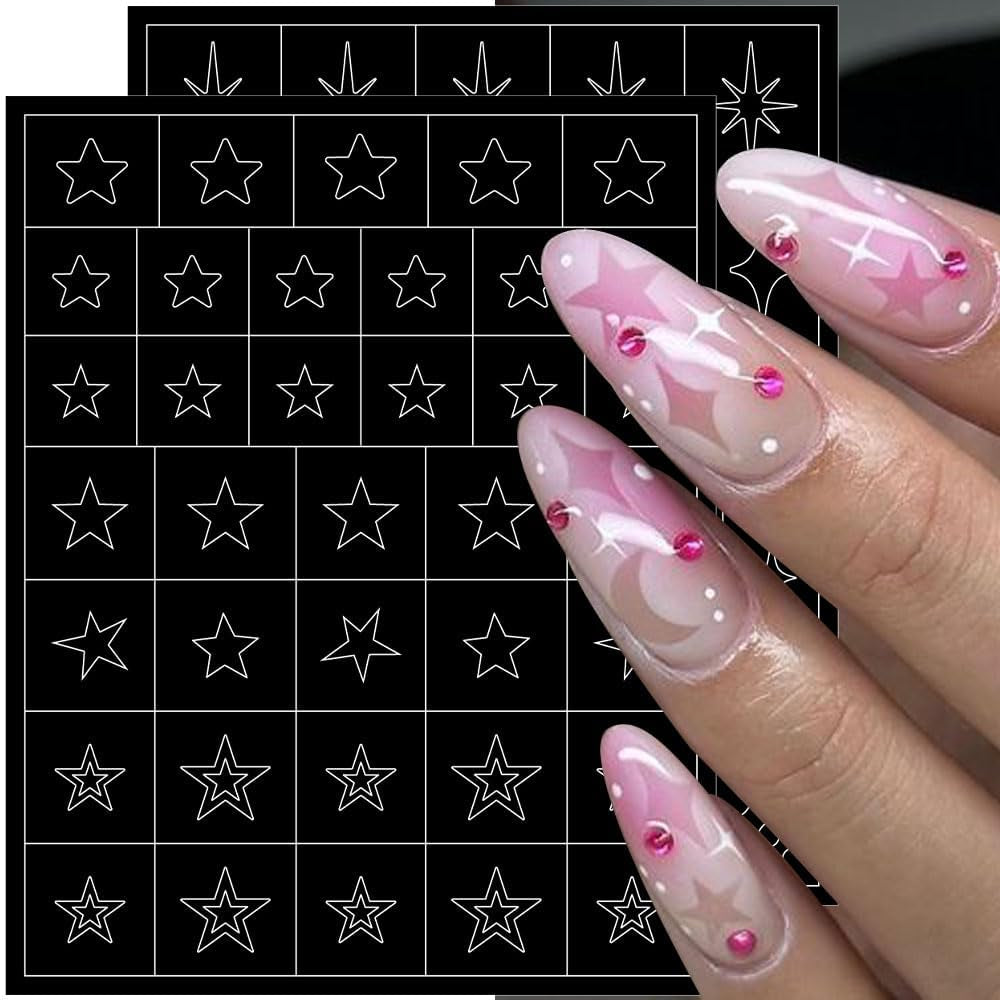 6 feuilles d'autocollants pour ongles de modèle d'aérographe, autocollants d'ongles d'étoiles de flamme de papillon, d'autocollants d'impression d'outil de pochoir d'art d'ongle autocollants auto-adhésifs pour les femmes autocollants de conception d'art d'ongle
