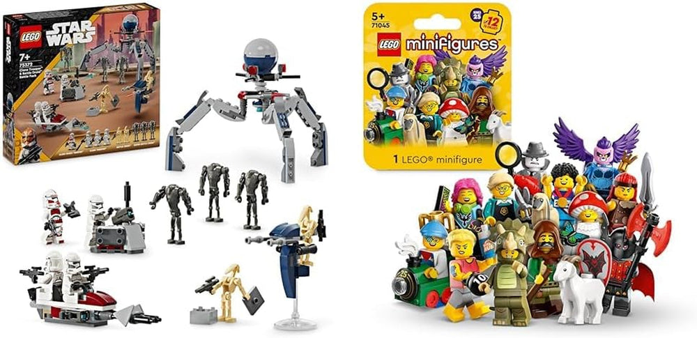LEGO Star Wars 75372 Pack de combat Clone Trooper et Battle Droid, Incl. 4 figurines, 5 droïdes et une moto speeder avec tireur - Jouet de construction pour garçons et filles à partir de 7 ans Jeux de construction Besuche den LEGO-Store Battle pack + Minifigures Series 25