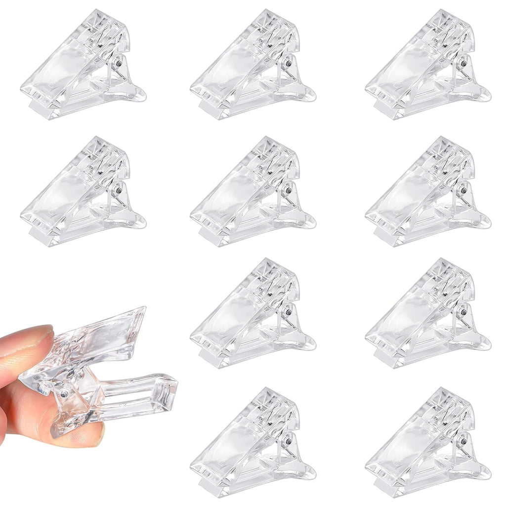 Cleme pentru unghii, cleme pentru manichiură, cleme transparente pentru unghii, Cleme transparente Polygel, construcție rapidă pentru extensii de unghii, asistent cu gel, 10 bucăți