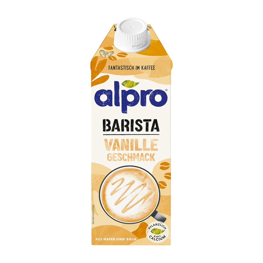 Alpro Barista Vanille – Zum Aufschäumen – Von Natur aus laktosefrei – Riche en substances de ballast, calcium et vitamines – 8 x 750 ml – Haltbar