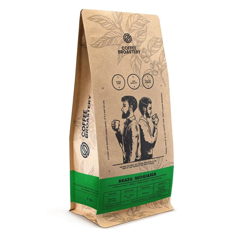 Lot de café en grains 2x1kg 2000g | Brésil Mogiana | Brésil Cerrado | Brésil | Café spécial | Fraîchement frit