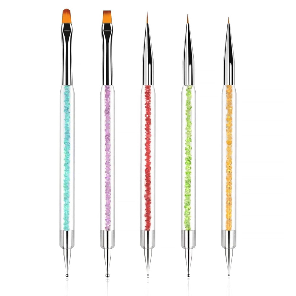 5 pièces Nagel Pinsel, Pinsel Für Gelnägel, Nageldesign Pinsel, Nail Art Dotting Tools, pour Herstellen von Nagellack, Punktieren, Feinmalerei, DIY