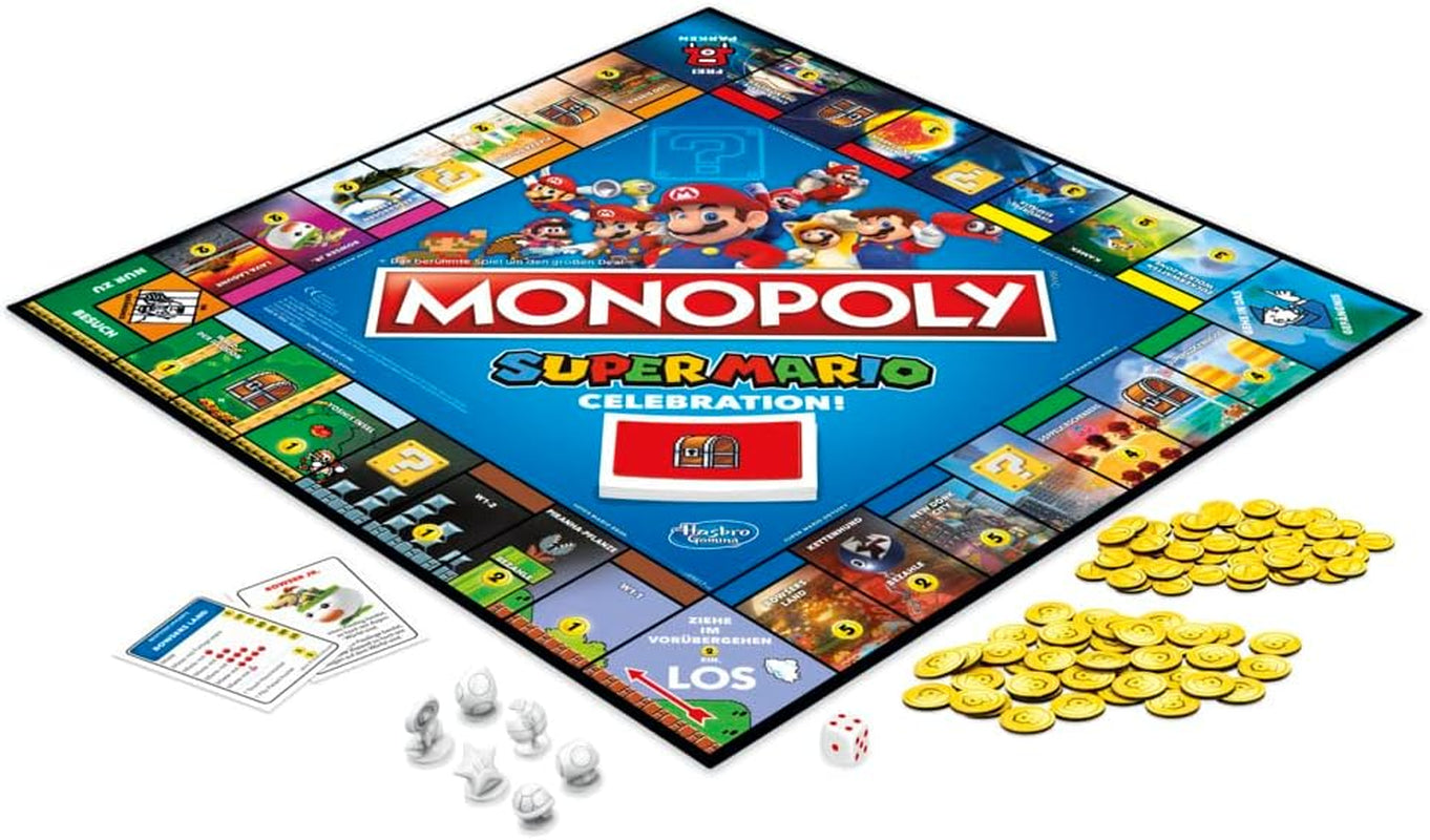 E9517100 Joc de societate Super Mario Celebration pentru fanii Super Mario cu vârsta de 8 ani și peste, cu efecte sonore din jocul video, Multi, Standard