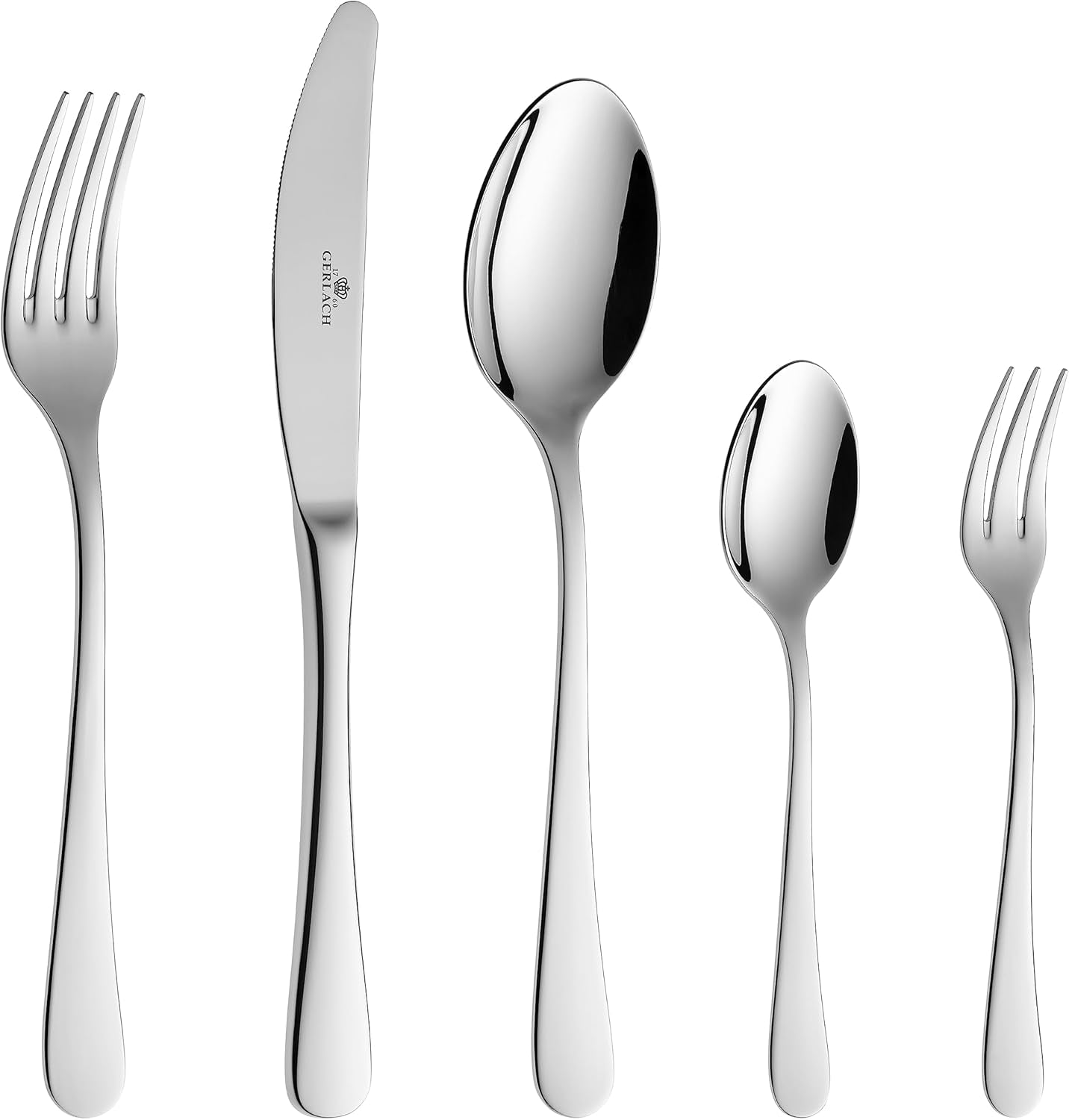 Gerlach Flow Besteck-Set 6 Personen Spülmaschinenfest Essbesteck Besteck Aus Edelstahl Messer Gabel Löffel Teelöffel Tafelbesteck Rostfrei 24 Stk, Silberglänzend Kitchen Naty Shop Silberglänzend 60 El. Schachtel