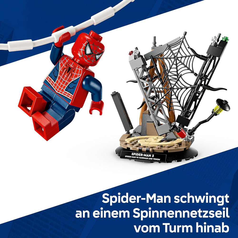 LEGO | Marvel Großer Showdown: Spider-Man vs. Sandman - Spiderman Spielzeug mit 3 Minifiguren - Spider Man, Venom und Sandma - Kinder Geschenk für Jungen ab 9 Jahren, Mädchen und Fans - 76334