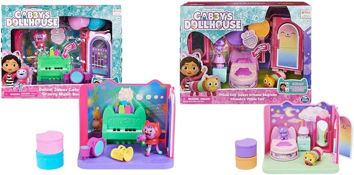 Chambre de luxe Gabby Dollhouse Chambre de musique Groovy et chambre de luxe Sweet Dreams Chambre de chat moelleux