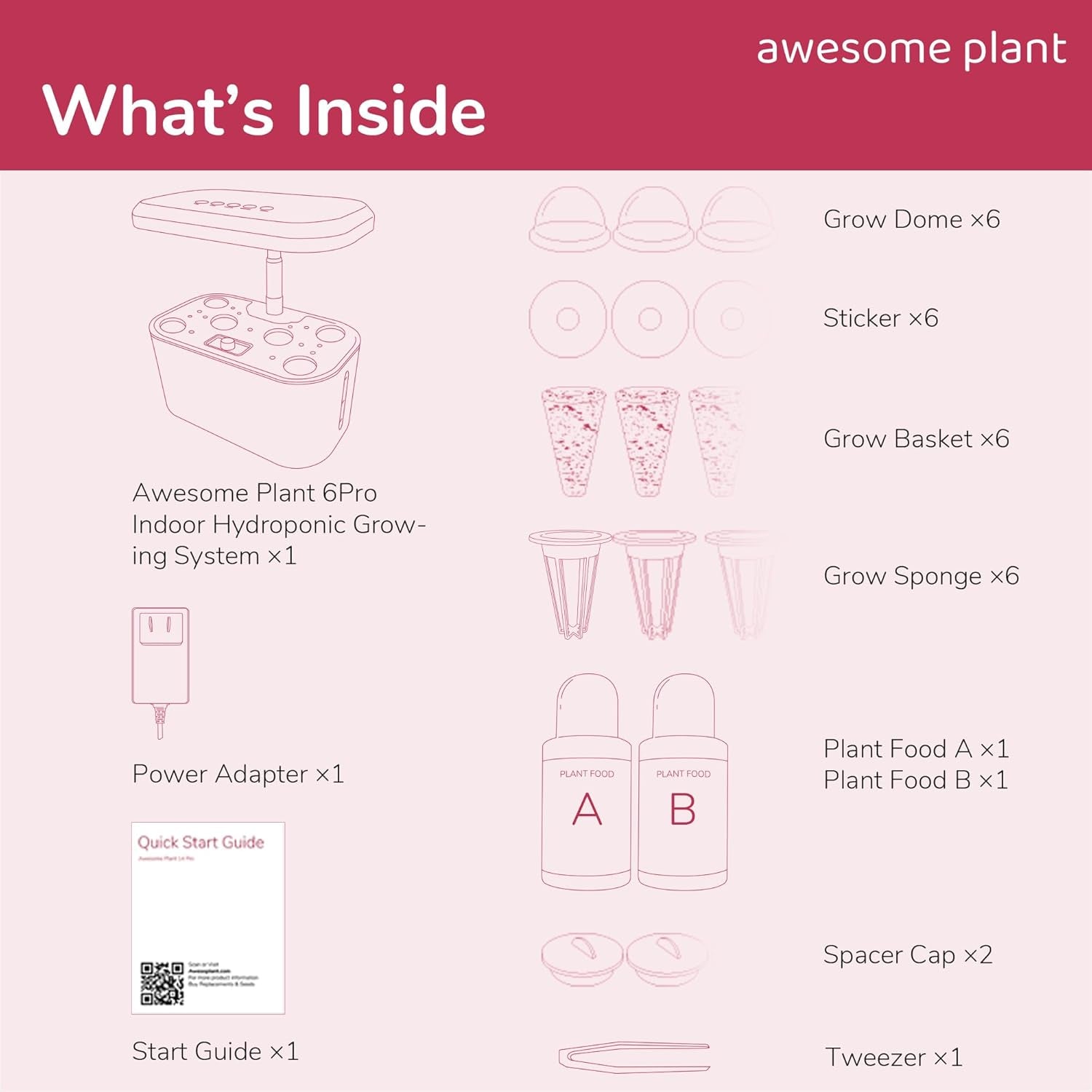 Kit de système de culture hydroponique 6Pro (6 capsules), kit de jardinage d'intérieur avec réservoir d'eau de 3 L, 3 modes de culture et pompe silencieuse, kit de culture d'herbes et de salades maison, hauteur réglable jusqu'à 33,0 cm, blanc