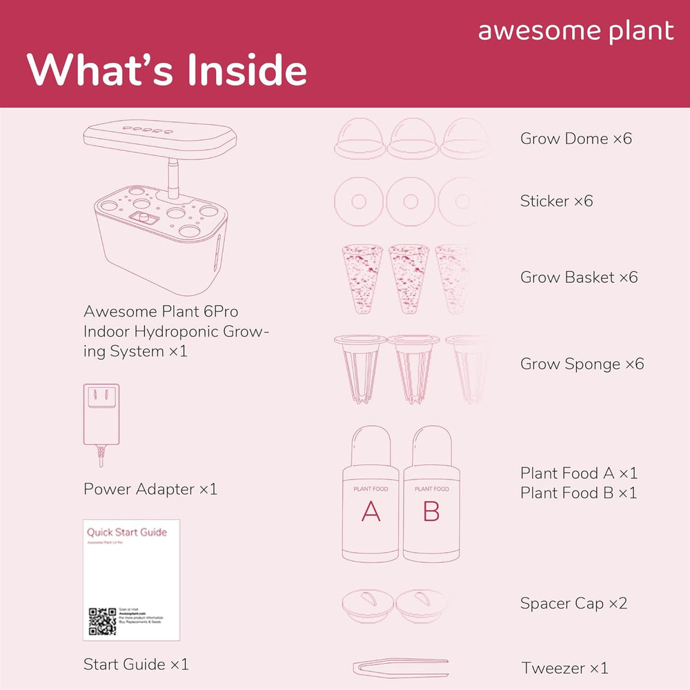 Kit de système de culture hydroponique 6Pro (6 capsules), kit de jardinage d'intérieur avec réservoir d'eau de 3 L, 3 modes de culture et pompe silencieuse, kit de culture d'herbes et de salades maison, hauteur réglable jusqu'à 33,0 cm, blanc