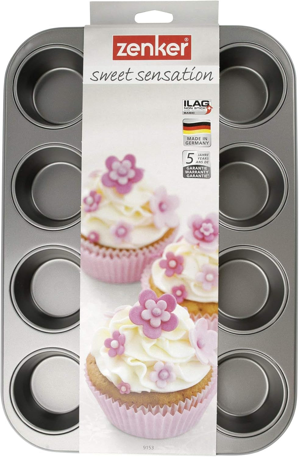 Forma pentru brioșe Zenker cu 12 forme de copt (Ø 7 cm), pentru brioșe și cupcakes, dimensiuni: 38,5 x 26,5 x 3 cm Matrite si tavi pentru copt Naty Shop