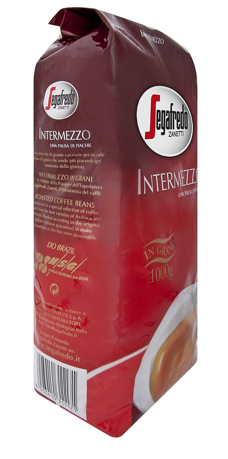 Segafredo Zanetti Intermezzo - Haricots entiers (paquet de 1 kg) - Geeignet für alle italienschen Kaffeespezialitäten - Kaffeebohnen mit mitteller Röstung, stark and vollmundig im Gesmack