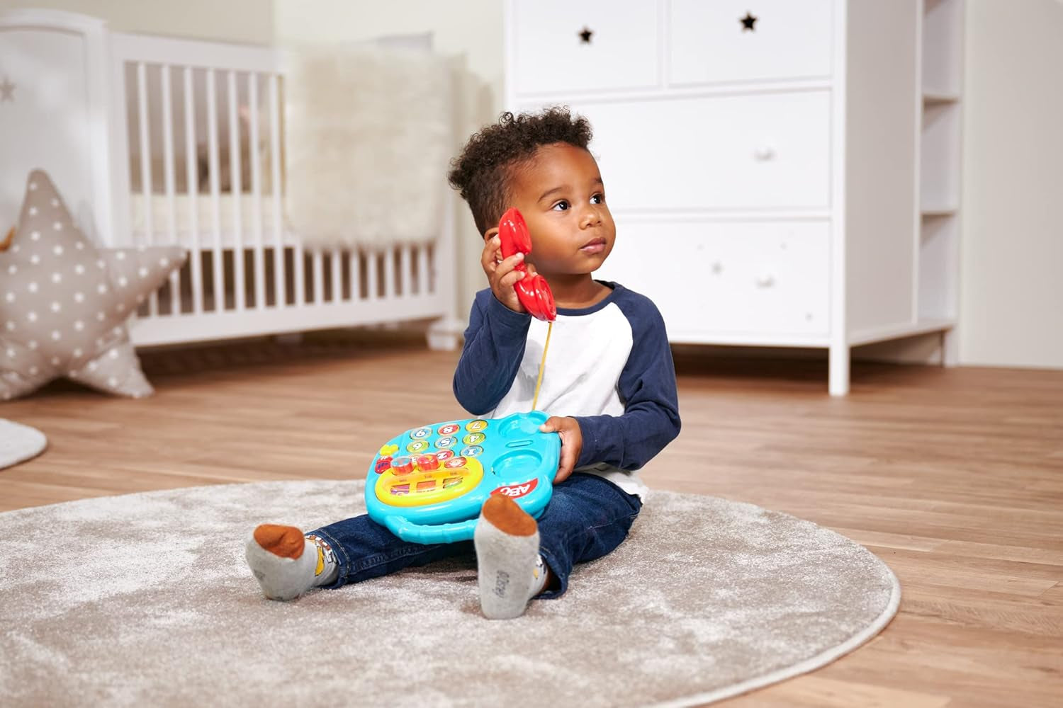 Simba 104010016 - Téléphone couleur ABC, jouet pour bébé, affichage d'images rotatif, chanson, téléphone d'apprentissage, téléphone d'apprentissage, avec différents sons, 20 cm, motricité, pour les tout-petits, à partir de 6 mois Jouets pour bébés Naty Shop