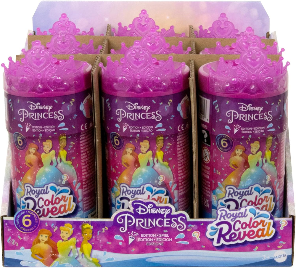 Disney Princess Color Reveal - 6 poupées surprises activées par l'eau, accessoires, pour enfants à partir de 3 ans, Ariel, Tiana, Mulan, Cendrillon, Belle, Aurora, HPX39