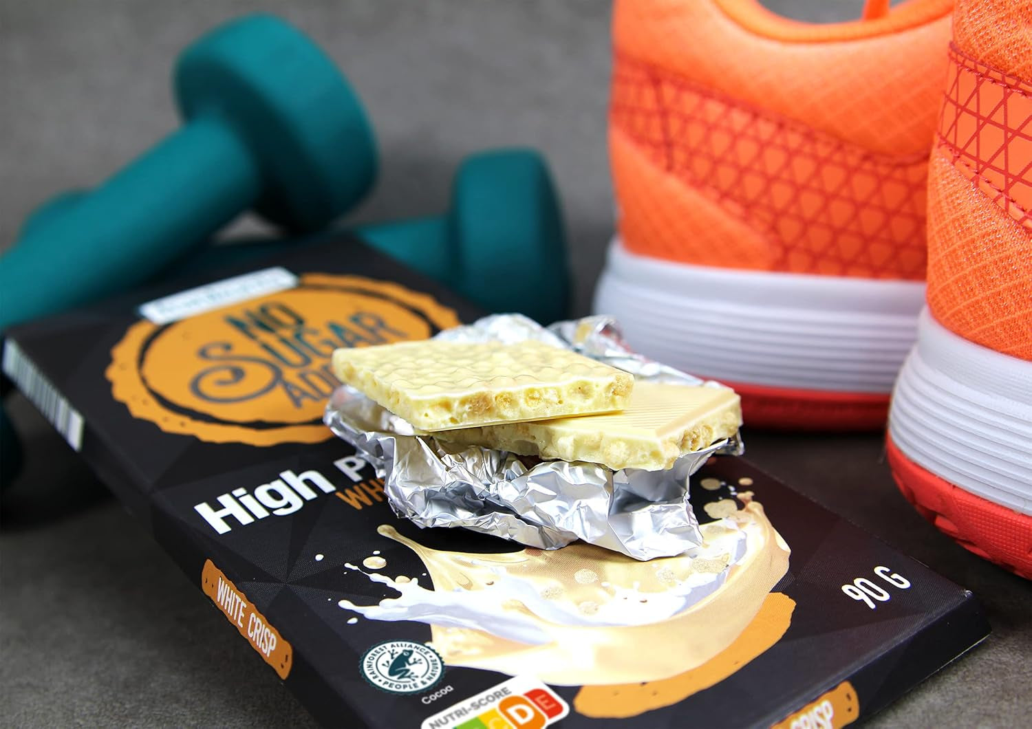 frankonia CHOCOLAT POWER MOTION sans sucre ajouté - Chocolat blanc croquant à haute teneur en protéines et faible en glucides, 90 g