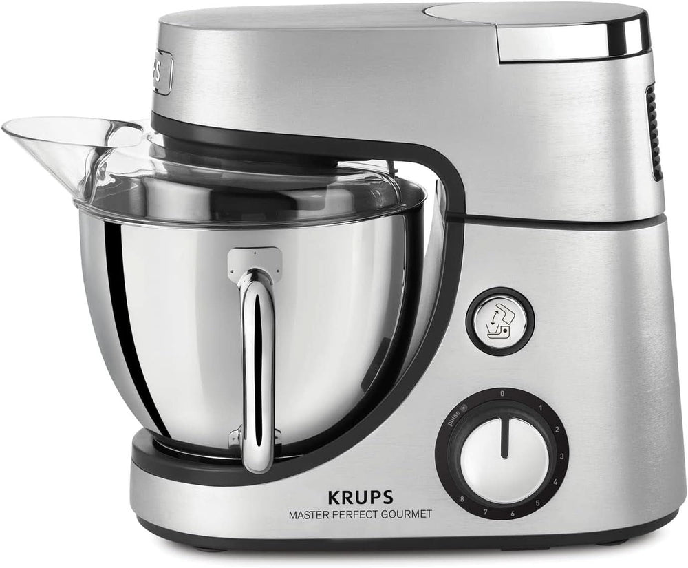 Robot culinaire Krups KA631D Master Perfect Gourmet | 1100 watts | 8 vitesses | Bol en acier inoxydable de 4,6 litres | 5 accessoires : set de pâtisserie, bol flexible, unité de hachage | inox brossé Mère et Enfant Naty Shop