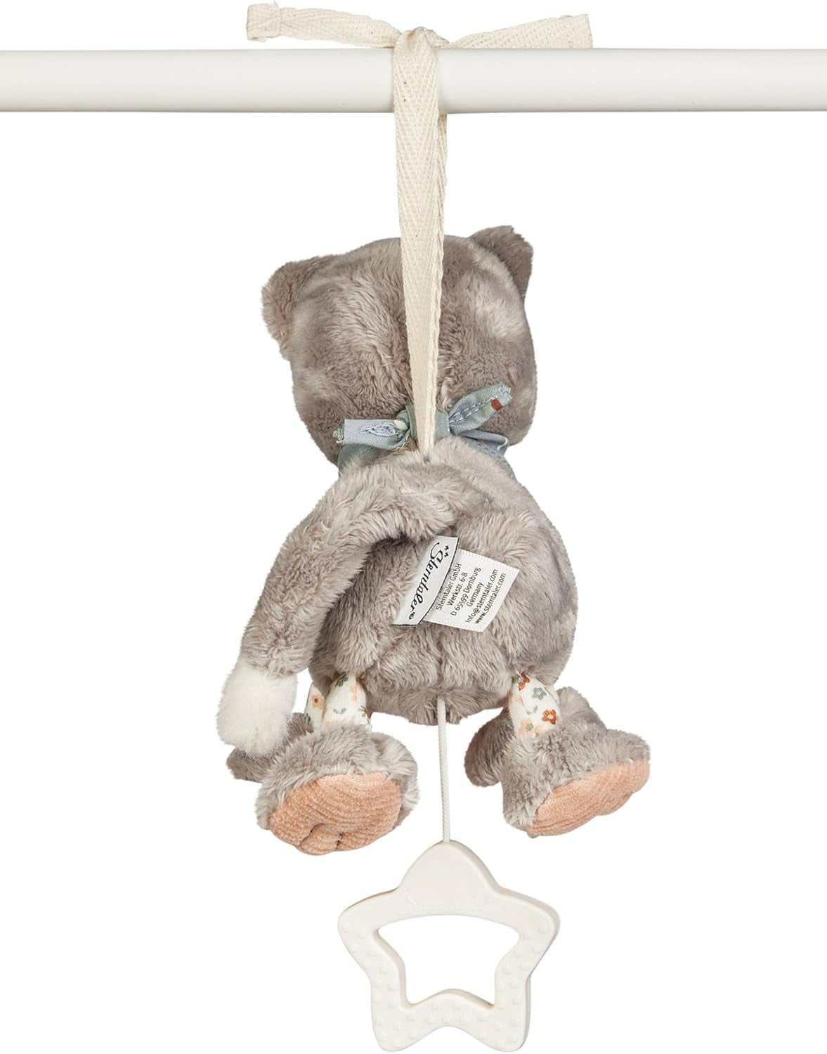 Sterntaler S cat Lilly boîte à musique - boîte à musique pour bébé en tissu doux - peluche à nouer pour les enfants - l'aide au sommeil a un effet apaisant à la maison et en déplacement, gris Jouets Bebe Naty Shop