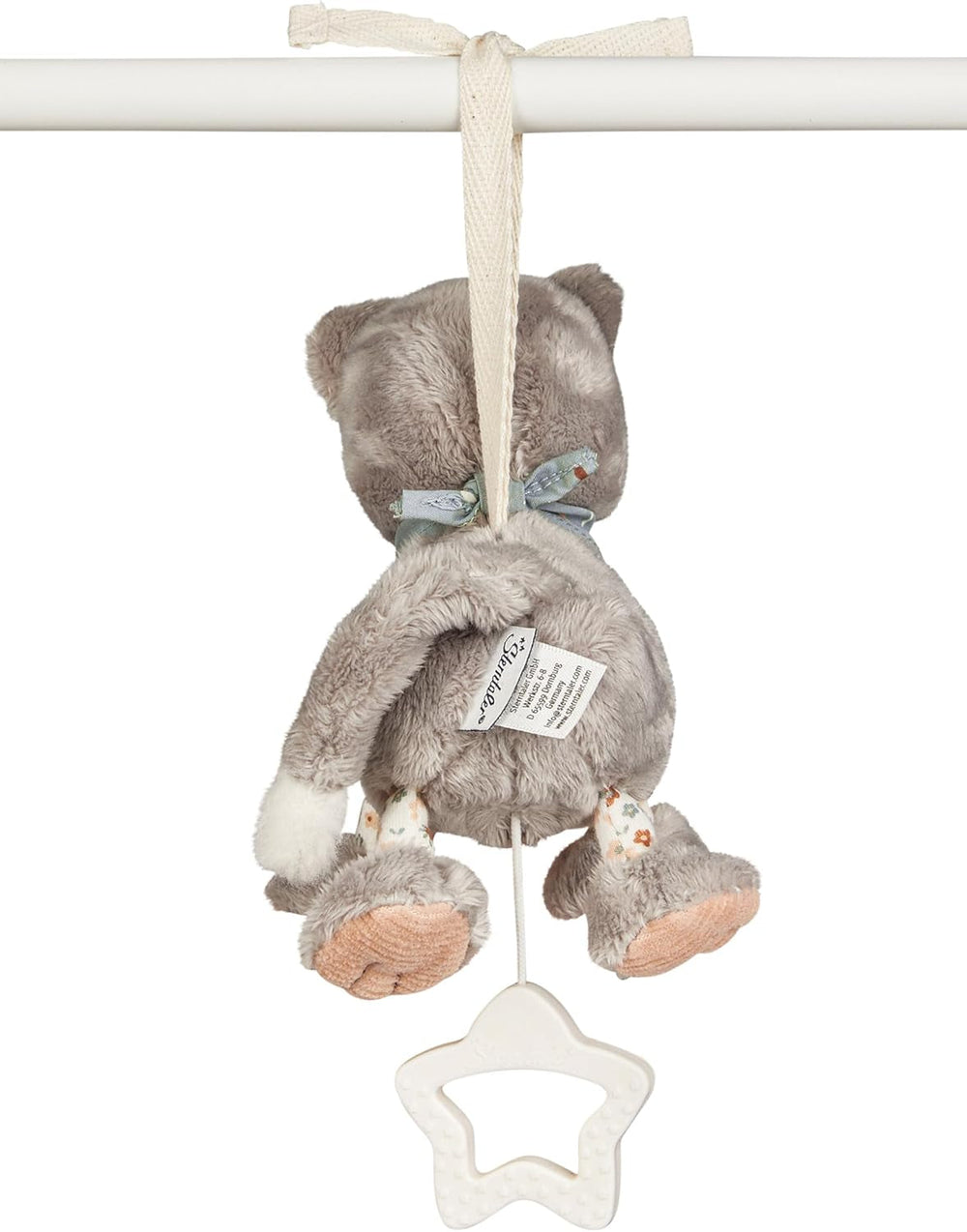 Sterntaler S cat Lilly boîte à musique - boîte à musique pour bébé en tissu doux - peluche à nouer pour les enfants - l'aide au sommeil a un effet apaisant à la maison et en déplacement, gris Jouets Bebe Naty Shop