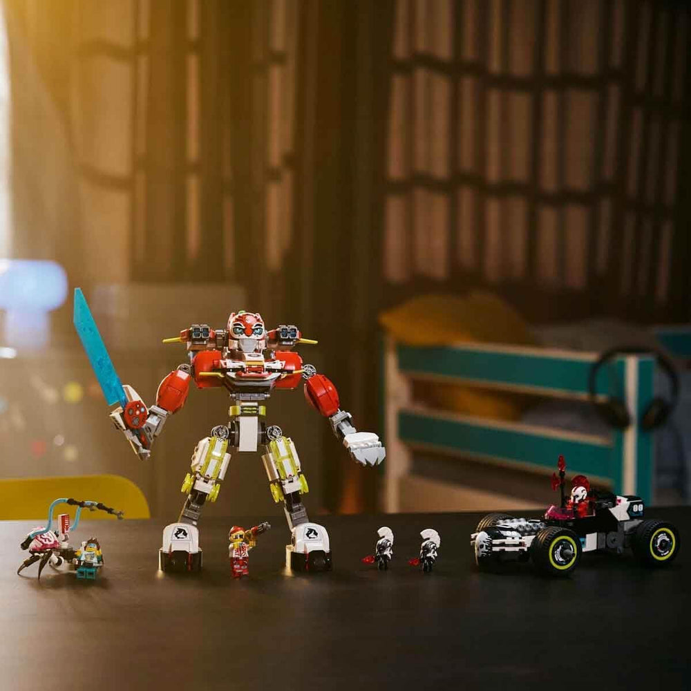 LEGO Dreamzzz Le robot tigre de Cooper et la voiture Hot Rod de Zero, voiture jouet pour enfants, cadeau pour garçons et filles de 9 ans, ensemble de jeu 2 en 1 avec robot et figurines 71497 Jeux de construction Besuche den LEGO-Store