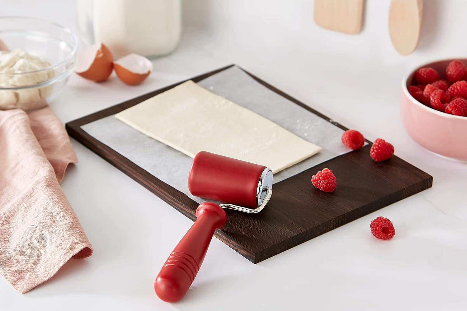 Original Kaiser Kaiserflex petit rouleau à pâtisserie rouge 18 x 4,2 cm, rouleau à pâtisserie conique, rouleau à pâtisserie en silicone avec âme en métal, poignée ergonomique, résistant à la chaleur jusqu'à 200°C