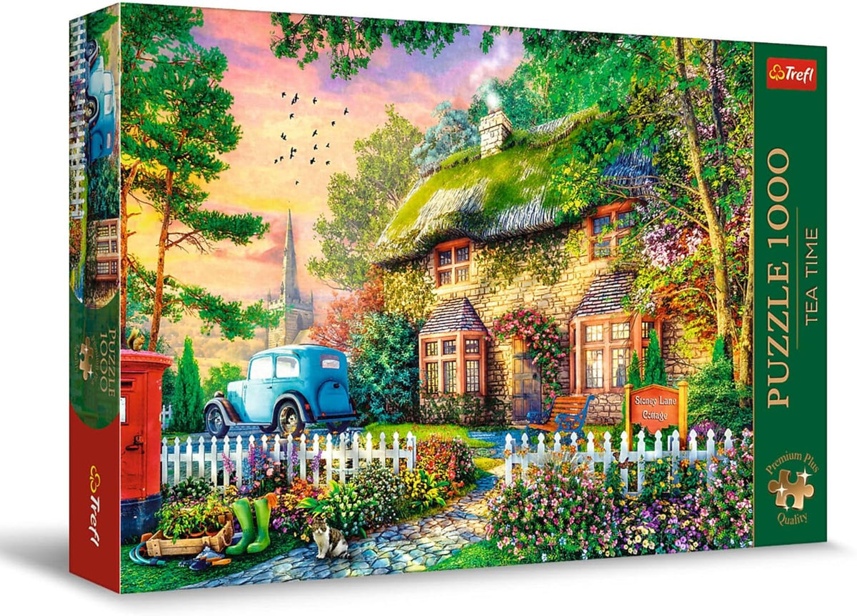 Trefl Premium plus Quality - Puzzle Tea Time : Maisons Stoney Lane - 1000 pièces, Série d'images peintes nostalgiques, Assortiment idéal de pièces, Pour adultes et enfants à partir de 12 ans Puzzle Naty Shop Titre par défaut