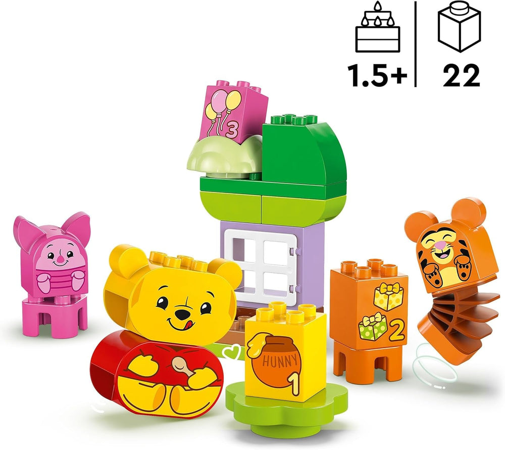 LEGO DUPLO - Disney Winnie l'ourson's Birthday Party - jouet éducatif pour les enfants d'âge préscolaire - set de 3 figurines dont Winnie l'ourson, Tigrou et Porcinet - idée cadeau pour garçons et filles à partir de 1 an et demi 10457 Beuche sets de construction dans le LEGO-Store
