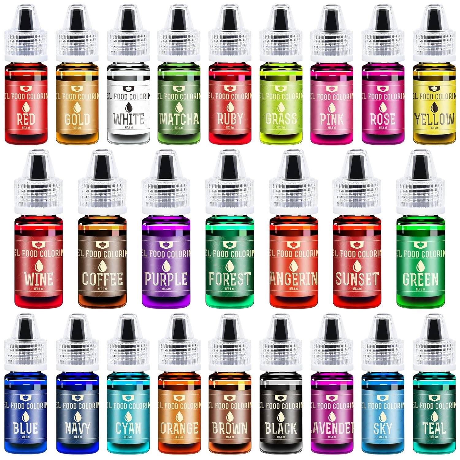Lebensmittelfarbe Gel - 150G Konzentrierte Gel Lebensmittel Farben Zum Backen, Kuchen Dekorieren, Kekse Und Macaron - Zuckerfrei Food Coloring Für Getränken, Osterei, DIY Seifen Und Basteln (Weiß) Naty Shop 26 Farben