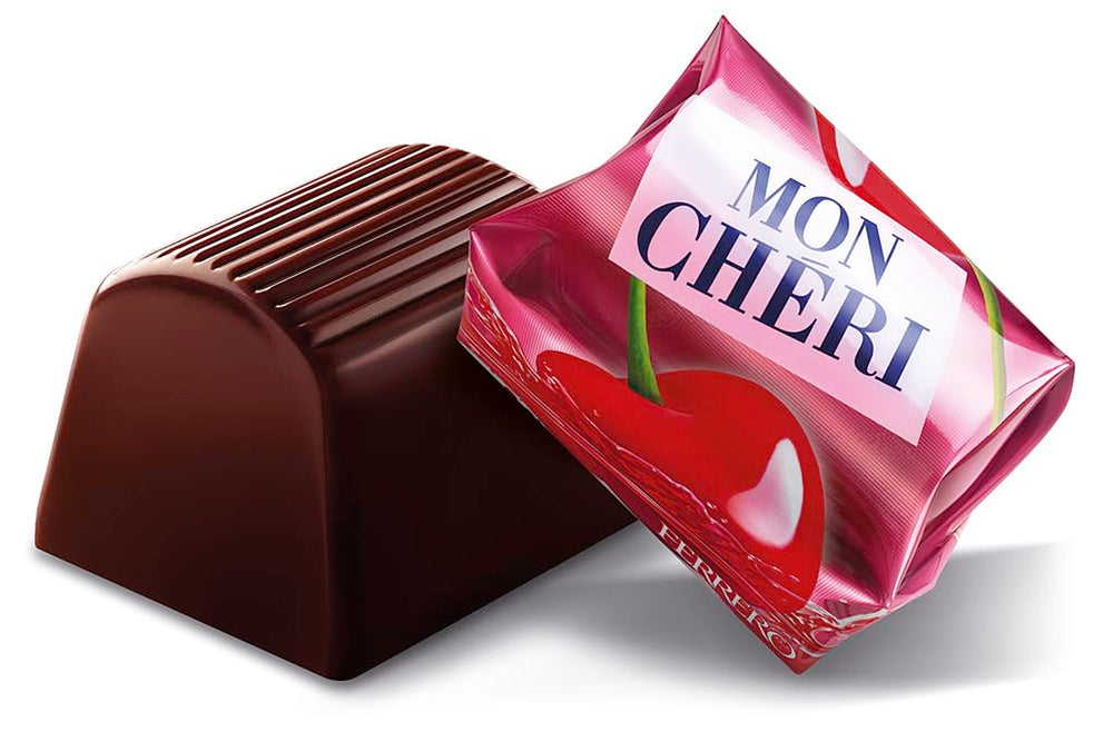 Ferrero Mon Chéri Heart - Cadeau Chocolat Saint Valentin pour Elle et Lui - Chocolat Croquant, Liqueur Fruitée et Cerises Aromatisées - Pour la Saint Valentin, la Fête des Mères et Pâques - 1 Paquet 147g